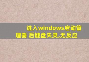 进入windows启动管理器 后键盘失灵,无反应